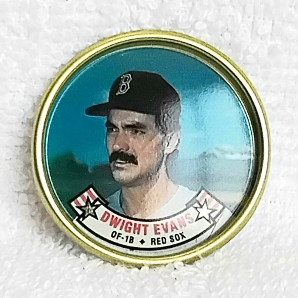 3/$20 Vintage & Mint 1988 Topps MLB Dwight Evans 1 1/2" Metal Coin 11/60!!